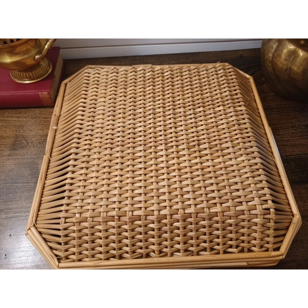 Boho woven bambo/ wicker wall hangings / trays set of 3
